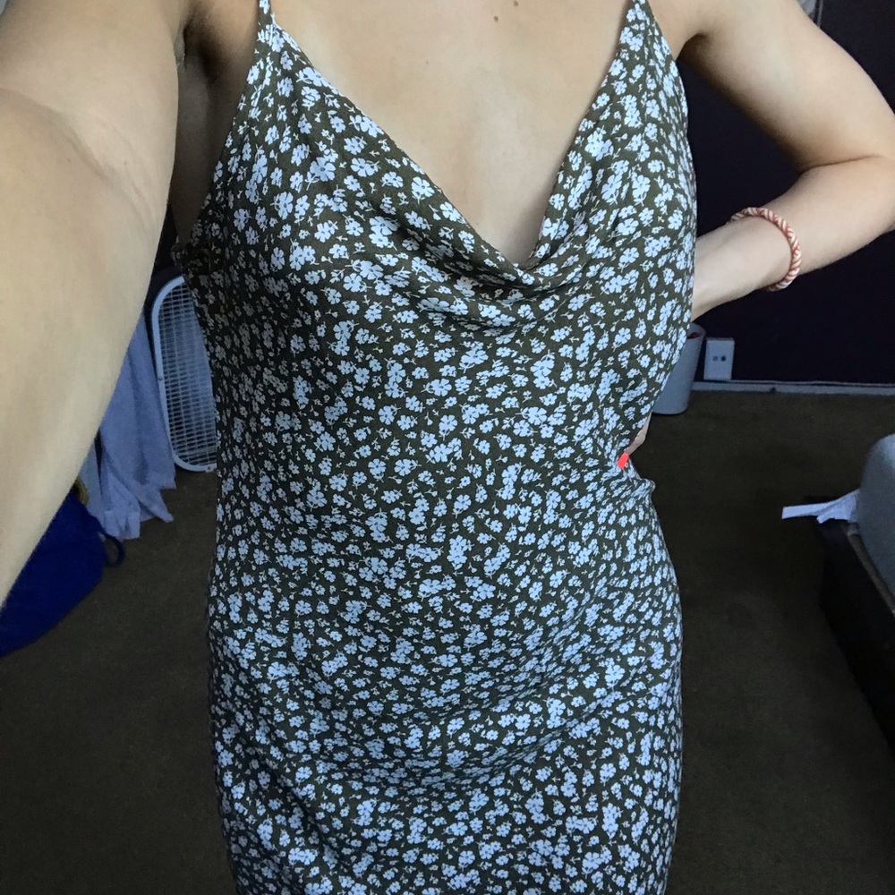 Olive green midi dress